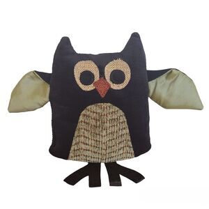 Woof & Poof Owl Décor Accent Pillow 2013 Collectible 9" Black Green